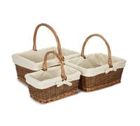 Red Hamper Rectangular Unpeeled Willow Shopping Basket With White Lining in Brown | Size: Large Red Hamper Brown L