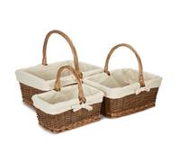 Red Hamper Rectangular Unpeeled Willow Shopping Basket With White Lining in Brown | Size: Medium Red Hamper Brown M
