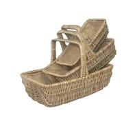 Red Hamper Rectangular Wicker Garden Trugs - Set of 3 - Brown