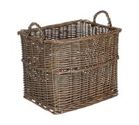 Red Hamper Rectangular Wicker UnLined Log Basket in Brown | Size: Large Red Hamper Brown Large