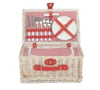 Red Hamper FH127 Wicker Red and White Gingham 2 Person Fitted Picnic Basket