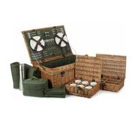 Red Hamper Rope Handled Green Tweed 6 Person Fitted Picnic Basket - Green - 6 Person