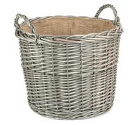 Red Hamper Round Antique Wash Finish Wicker Lined Wicker Log Basket - Brown - Extra Large
