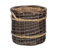 Red Hamper Round Hessian Lined Heritage Rope Lined Log Basket in Brown | Size: Small Red Hamper Brown Small