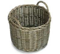 Red Hamper Round Lined Straight-Sided Wicker Log Basket - Brown - Medium