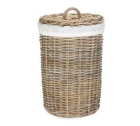 Red Hamper Large Round Rattan Laundry Hamper Basket with White Lining
