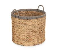 Water Hyacinth Round Water Hyacinth Basket With Grey Rope Border Red Hamper Brown S