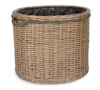 Red Hamper Round Willow Patio Planter With Black Plastic Lining