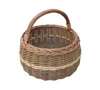 Red Hamper S065/HOME Small Round Wicker Shallow Shopping Basket, Brown