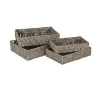 Red Hamper Set 4 Rectangular Grey Straight-Sided Paper Rope Trays