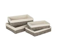 Red Hamper Set 4 Rectangular Grey Straight-Sided White Cotton Line Paper Rope Trays