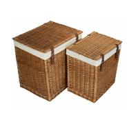 Red Hamper Set of 2 Boutique Double Steamed Storage Laundry Wicker Basket