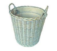 Red Hamper Set of 2 Heavy Duty Provence Lined Log Baskets, Wicker, Brown, 55 x 55 x 57 cm