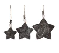 Red Hamper Set of 3 Hanging Glitter Star Decorations in Black Red Hamper Black