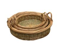 Red Hamper Set of 3 Round Green Willow Trays