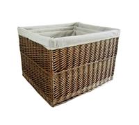 Red Hamper Set of 3 Somerset Rectangular Wicker Log Basket - Brown