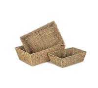 Red Hamper Set of 3 Tapered Seagrass Serving Tray in Natural Red Hamper Natural