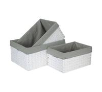 Red Hamper Set of 3 White Paper Rope Storage Basket with Grey Cotton Lining Red Hamper White