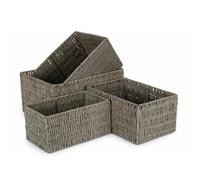 Red Hamper Set of 4 Grey Paper Rope Storage Basket Red Hamper Grey