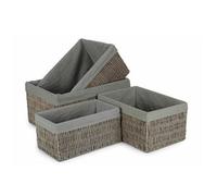Red Hamper Set Of 4 Grey Paper Rope Storage Basket With Grey Cotton Lining
