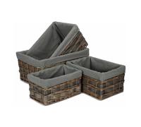 Set of 4 Grey Scandi Storage Basket With Grey Lining