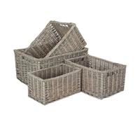 Red Hamper Set Of 4 Grey Wash Unlined Willow Storage Baskets