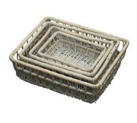 Red Hamper Set of 4 Provence Wicker Shallow Storage Baskets, Brown, 31 x 41 x 14 cm