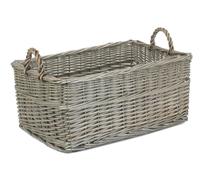 Red Hamper Shallow Antique Wash Wicker Storage Basket - Medium