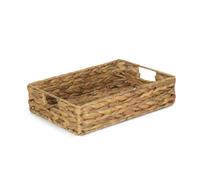 Red Hamper Shallow Rectangular Water Hyacinth Storage Basket - Small