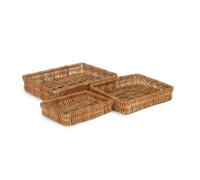 Red Hamper Shallow Wicker Serving Tray - Set of 3
