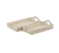 Red Hamper Shallow Wooden Heart Cut Out Tray - Set of 2