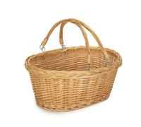 Wicker Shopping Basket Small Swing Handle Shopper Red Hamper Brown One Size