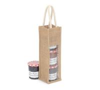 Red Hamper Single Bottle Jute Carrying Bag With String Handles