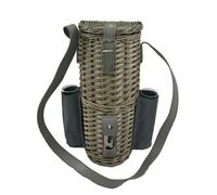 Wicker Single Bottle and 2 Champagne Glass Carrier With Shoulder Strap Red Hamper Grey One Size