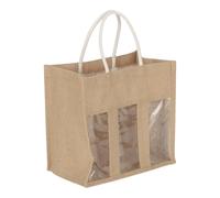 Red Hamper Six Bottle Jute Bag in Brown Red Hamper Brown