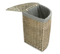 Red Hamper Small Antique Wash Corner Linen Basket with Grey Sage Lining