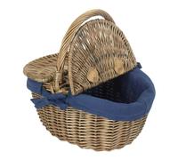 Red Hamper Small Antique Wash Double Lidded Oval Shopping Basket - White