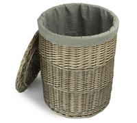 Red Hamper Small Antique Wash Round Laundry Basket with Grey Sage Lining