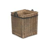 Red Hamper Small Antique Wash Square Storage Log Basket in Light Brown Red Hamper Light Brown