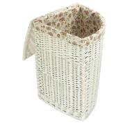 Red Hamper Small Corner White Wash Laundry Basket with a Garden Rose Lining