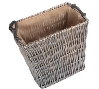 Red Hamper Small Grey Rectangular Wicker Log Basket, Brown, H48 x W49 x D30cm