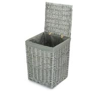 Red Hamper Small Grey Wash Square Laundry Basket with Grey Sage Lining