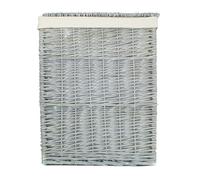 Red Hamper Small Grey Wash Square Laundry Basket with White Lining