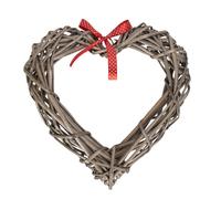 Red Hamper Small Heart Wreath with Red Spotty Ribbon in Brown Red Hamper Brown