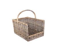 Red Hamper Small Kubu Grey Rattan Open Ended Log Basket, Brown, H28 x W41 x D30cm