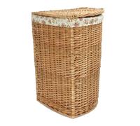 Red Hamper Small Light Steamed Wicker Corner Laundry Baskets with Garden Rose Lining