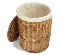 Red Hamper Small Light Steamed Wicker Corner Laundry Baskets with White Lining