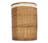 Red Hamper Small Light Steamed Wicker Round Laundry Baskets with White Lining