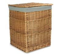 Red Hamper Small Light Steamed Wicker Square Laundry Basket with Grey Sage Lining