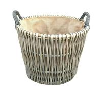 Red Hamper Small Round Grey Wicker Log Basket - Brown